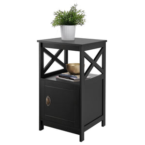 Table d'appoint Utajärvi avec compartiment de stockage à porte 74 x 40 x 40 cm noir [en.casa]