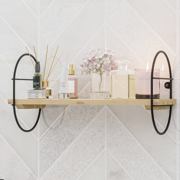 Étagère murale Oulu métal bois de pin noir naturel [en.casa]