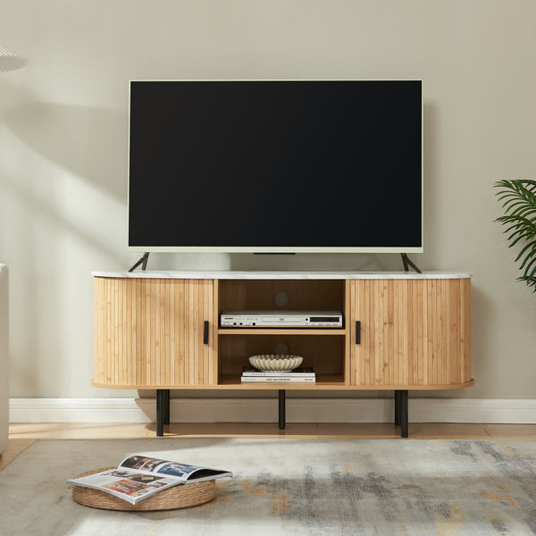 Meuble TV Tvedestrand bamboo 140 x 40 x 55 cm [en.casa]
