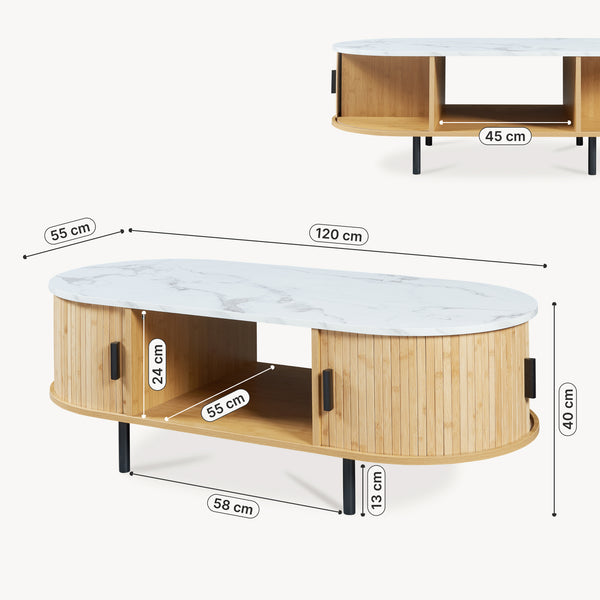 Table basse Tvedestrand 120 x 55 x 40 cm bambou [en.casa]