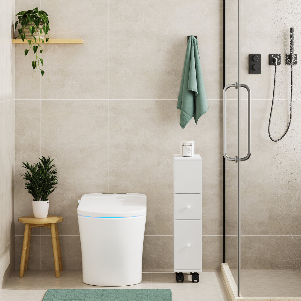 Étagère de salle de bain Broreynna sur roulettes 66 x 15 x 33 cm [en.casa]