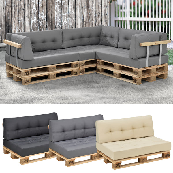[en.casa] Coussin d’assise / de dossier / d’angle avec palette ou en kit pour canapé euro palette In/Extérieur meubles rembourrés