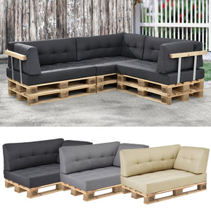 [en.casa] Coussin d’assise / de dossier / d’angle avec palette ou en kit pour canapé euro palette In/Extérieur meubles rembourrés