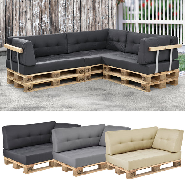 [en.casa] Coussin d’assise / de dossier / d’angle avec palette ou en kit pour canapé euro palette In/Extérieur meubles rembourrés