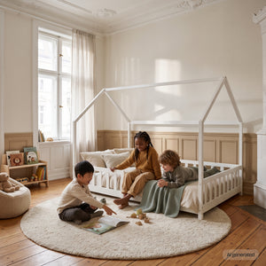 Lit cabane Hesel avec matelas à mousse froid blanc [en.casa]