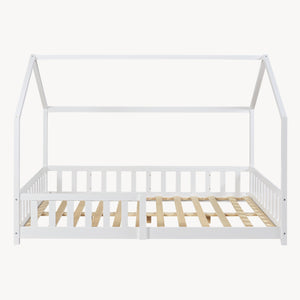 Lit cabane Hesel avec matelas à mousse froid blanc [en.casa]