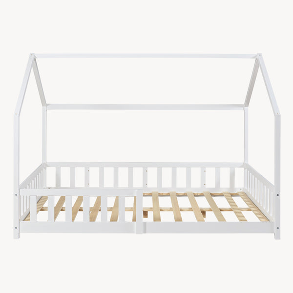 Lit cabane Hesel avec matelas à mousse froid blanc [en.casa]