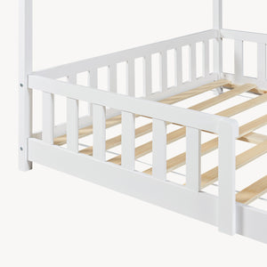 Lit cabane Hesel avec matelas à mousse froid blanc [en.casa]
