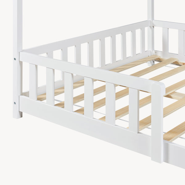 Lit cabane Hesel avec matelas à mousse froid blanc [en.casa]