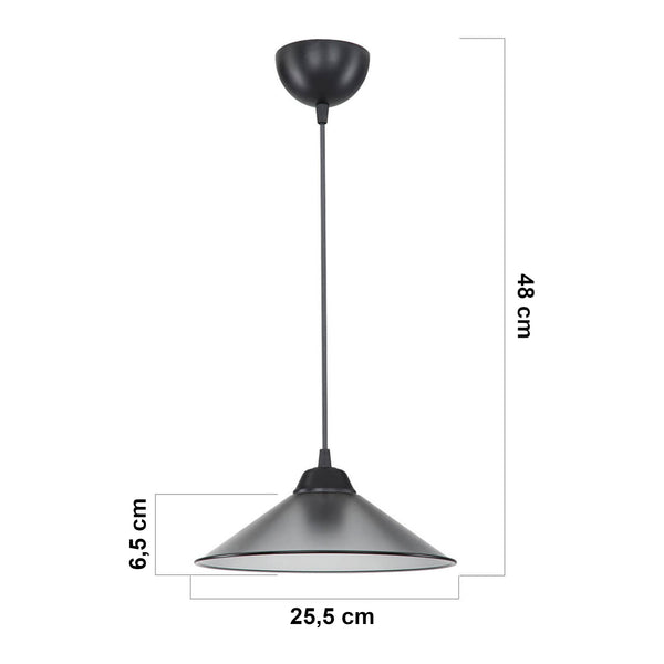 Suspension Hereford en plastique hauteur 48 cm E27 [lux.pro]