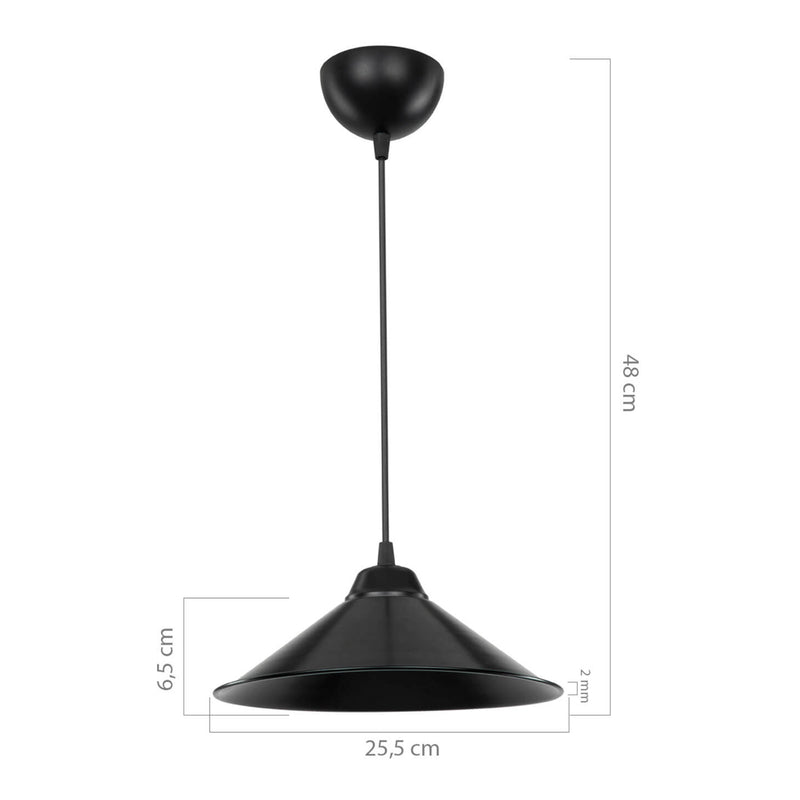 Croquis coté Suspension Hereford en plastique hauteur 48 cm E27 [lux.pro]