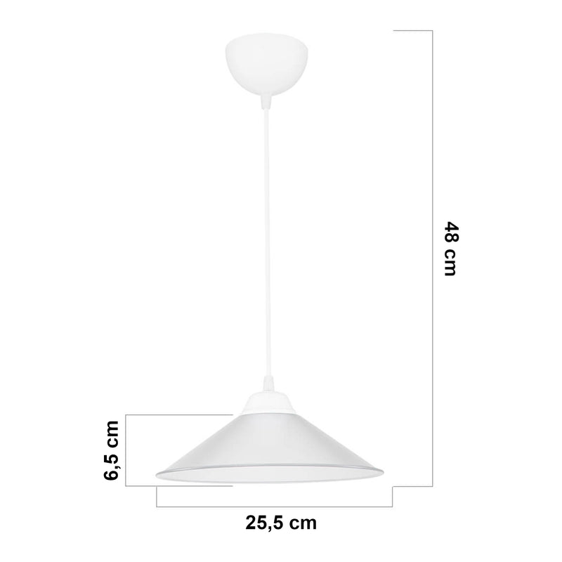 Croquis coté Suspension Hereford en plastique hauteur 48 cm E27 [lux.pro]
