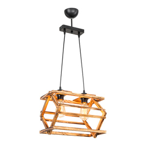 Suspension Kettering en bois massif 2xE27 / 3xE27 Noir / aspect bois en différentes tailles [lux.pro]