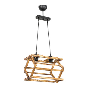 Suspension Kettering en bois massif 2xE27 / 3xE27 Noir / aspect bois en différentes tailles [lux.pro]