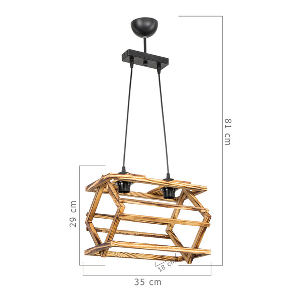 Suspension Kettering en bois massif 2xE27 / 3xE27 Noir / aspect bois en différentes tailles [lux.pro]