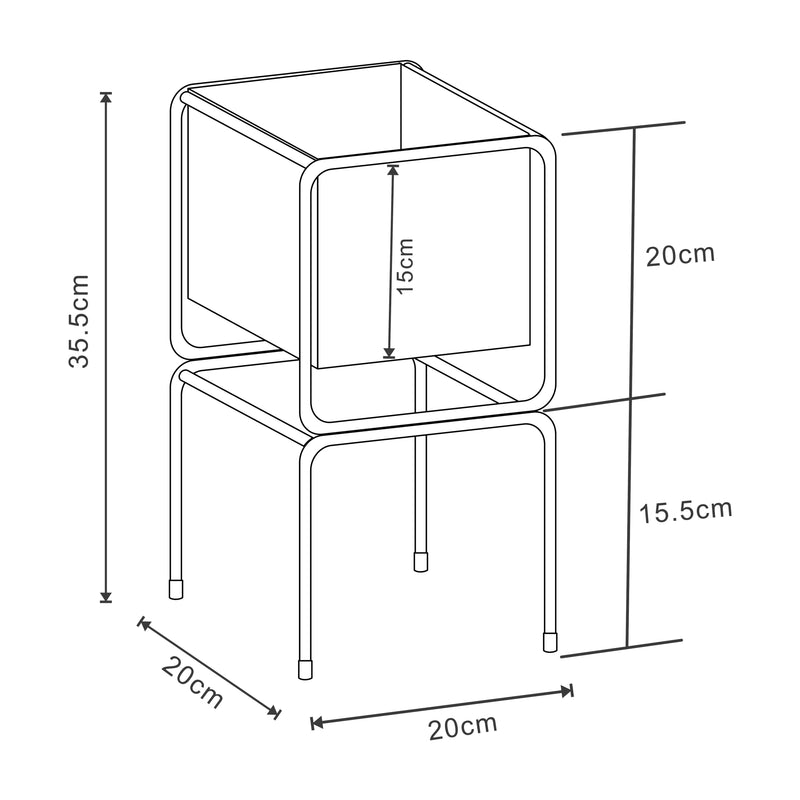 Croquis coté Support pour plantes Sveio métal noir [en.casa]
