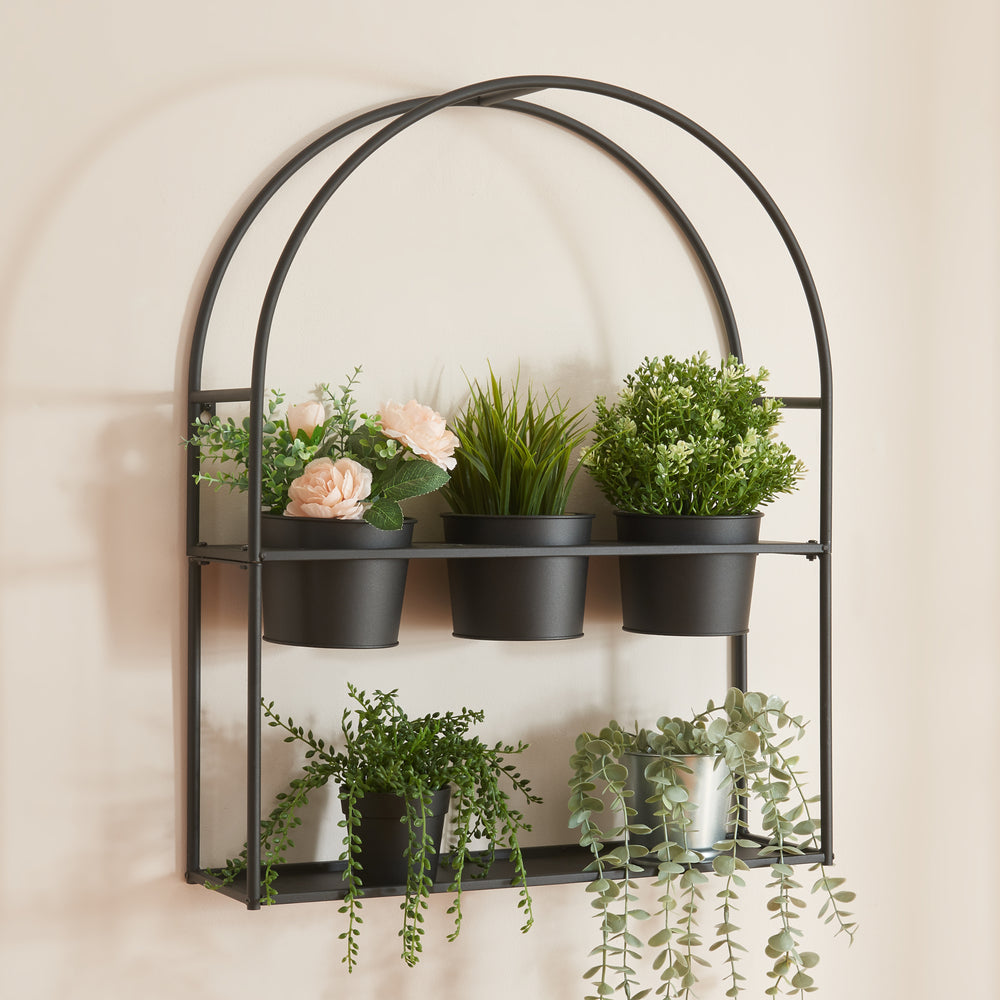 Étagère à plantes Merikarvia avec 3 pots en métal [en.casa] - premiumXL