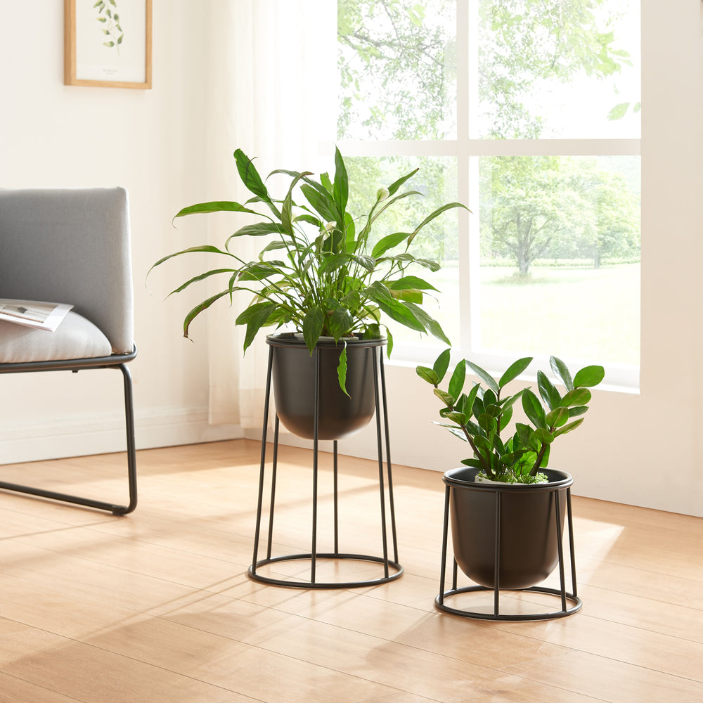Support de plantes Nesseby lot de 2 métal noir [en.casa] - premiumXL