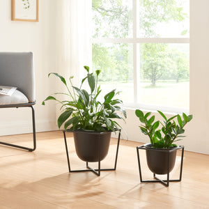 Support de plantes Nordmaling lot de 2 métal noir [en.casa] - premiumXL