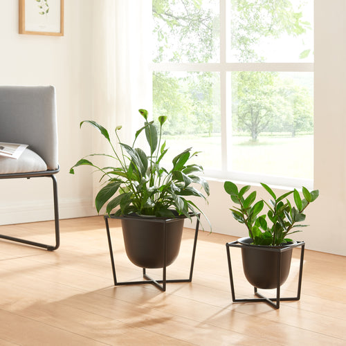Support de plantes Nordmaling lot de 2 métal noir [en.casa] - premiumXL