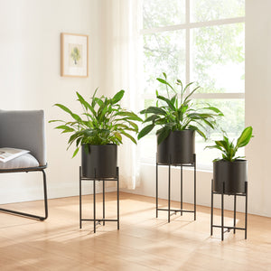 Support de plantes Orsa lot de 3 métal noir [en.casa] - premiumXL
