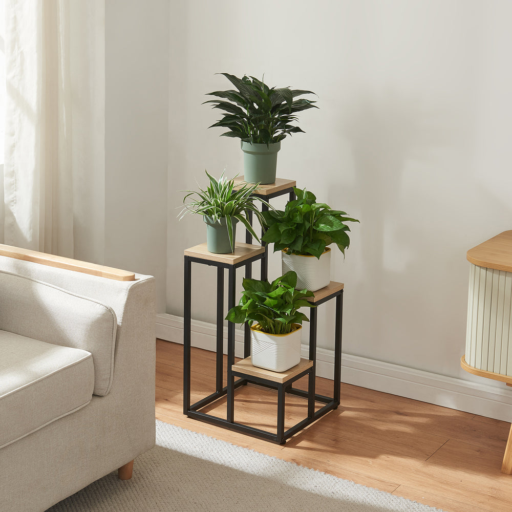 Étagère à plantes Ameland métal noir [en.casa] - premiumXL