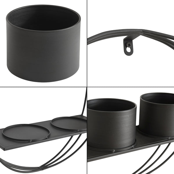 Étagère murale pour plantes Vestby métal noir [en.casa]