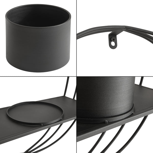 Étagère murale pour plantes Vestby métal noir [en.casa]