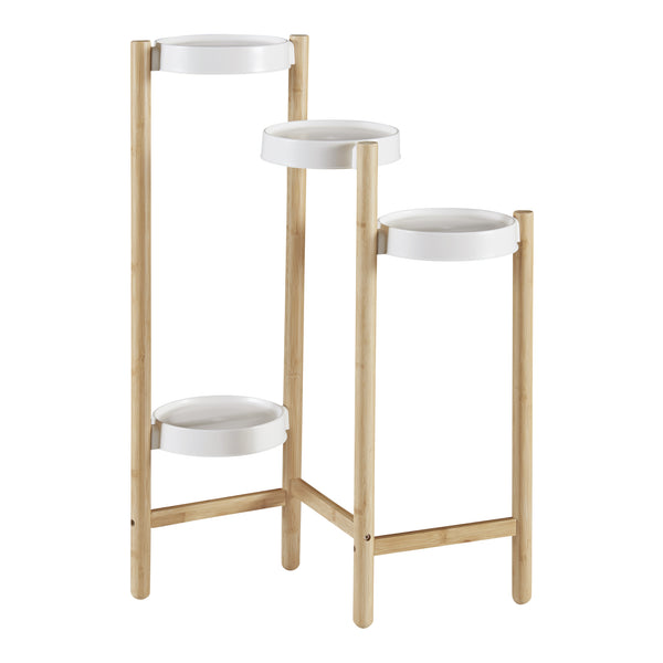 Étagère à plantes Sastamala bambou naturel blanc [en.casa]