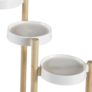 Étagère à plantes Sastamala bambou naturel blanc [en.casa]