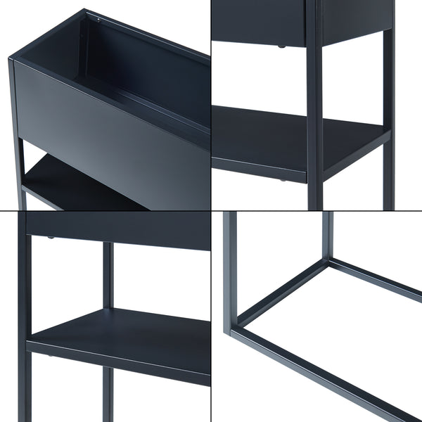 Porte-plantes surélevé Joensuu acier 80 x 80 x 25 cm noir [en.casa]