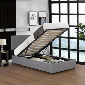 Lit capitonné Juva avec matelas à mousse froid 
