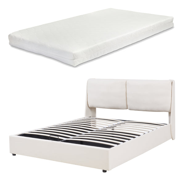 Lit rembourré Lunner avec matelas [en.casa]