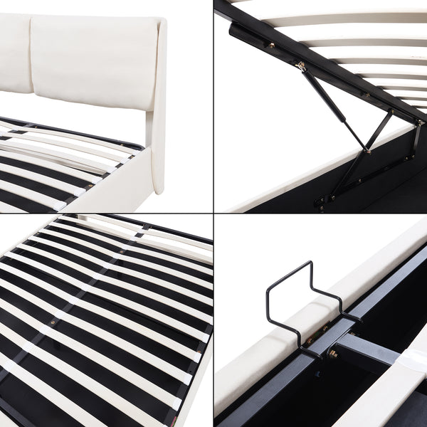 Lit rembourré Lunner avec matelas [en.casa]