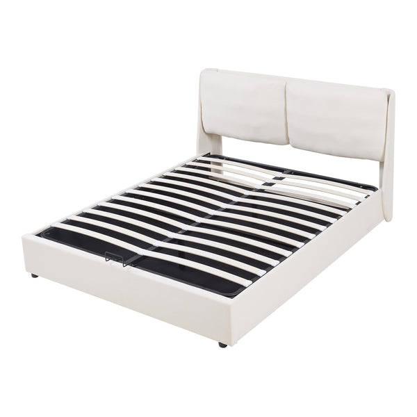 Lit double Lunner avec matelas à mousse froid [en.casa]