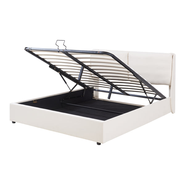 Lit double Lunner avec matelas à mousse froid [en.casa]