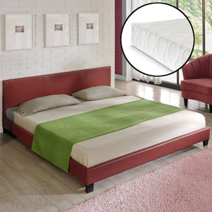 Corium sommier tapissier avec matelas (140 / 160 / 180 / 200x200cm)(7 couleurs)(mousse froide) - avec cuir-synthétique / housse cuir-synthétique / modèrne / avec  sommier à lattes /