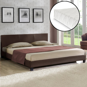 Corium sommier tapissier avec matelas (140 / 160 / 180 / 200x200cm)(7 couleurs)(mousse froide) - avec cuir-synthétique / housse cuir-synthétique / modèrne / avec  sommier à lattes /