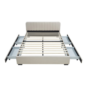 Lit rembourré Nofrenna avec matelas en lin [en.casa]