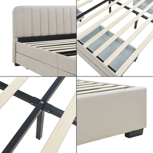 Lit rembourré Nofrenna avec matelas en lin [en.casa]