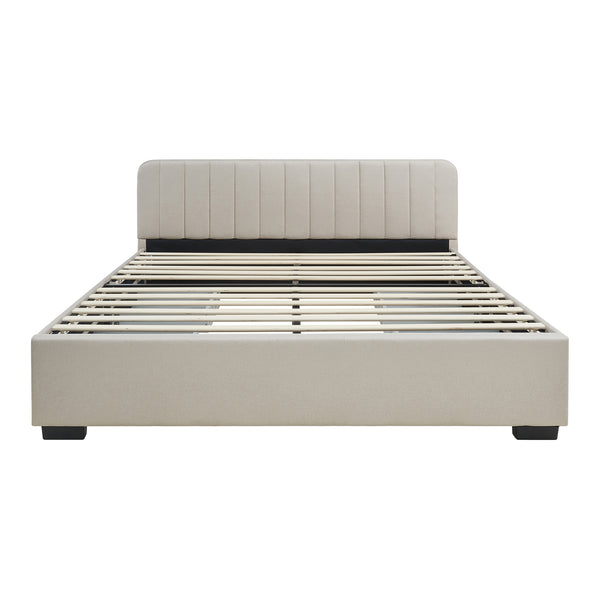 Lit rembourré Nofrenna avec matelas en lin [en.casa]