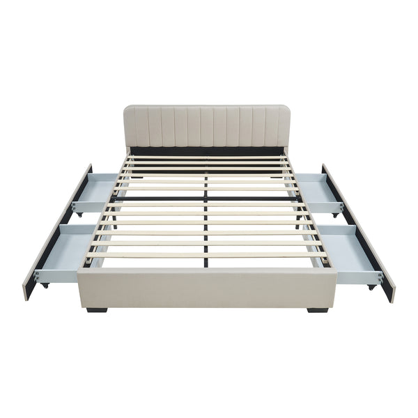 Lit rembourré Nofrenna avec matelas en lin [en.casa]