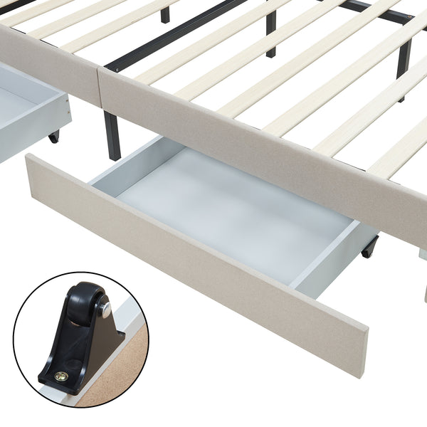 Lit rembourré Nofrenna avec matelas en lin [en.casa]