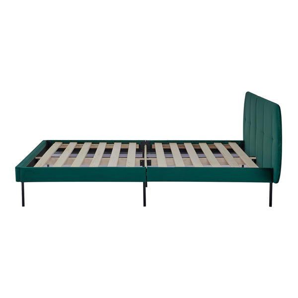 Lit capitonné Porvoo avec matelas à mousse froid [en.casa]