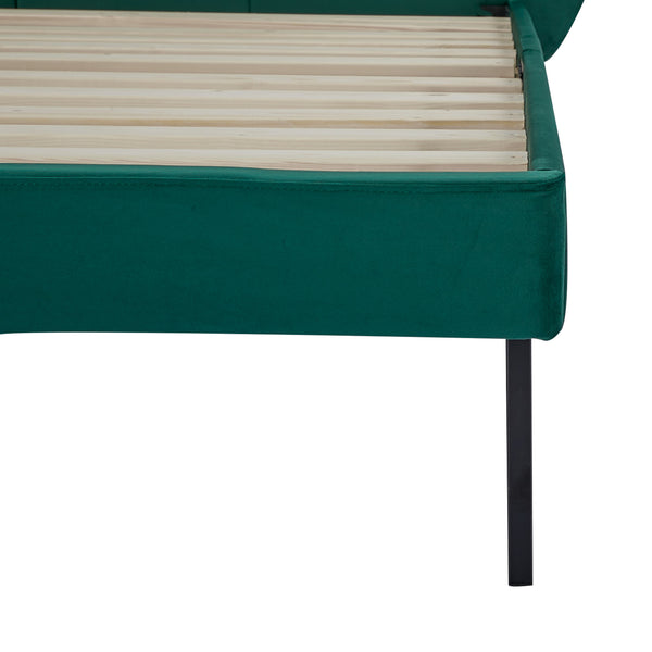 Lit capitonné Porvoo avec matelas à mousse froid [en.casa]