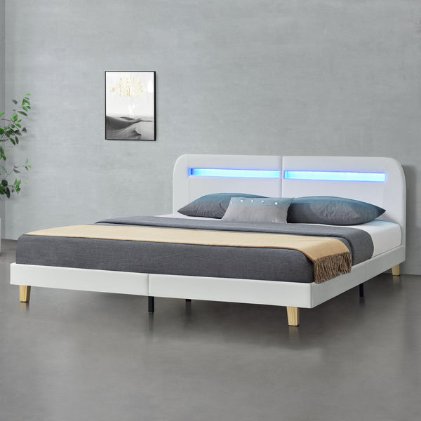 Lit rembourré Roskilde avec éclairage LED, différentes couleurs et tailles en.casa