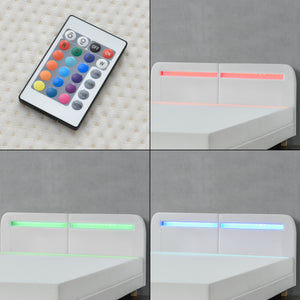 Lit rembourré Roskilde avec éclairage LED, différentes couleurs et tailles en.casa