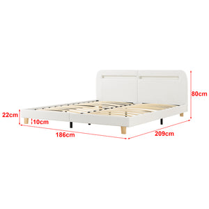 Lit Double Roskilde Rembourré avec Matelas LED RVB MDF plusieurs tailles et couleurs [en.casa] [neu.haus]