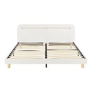 Lit Double Roskilde Rembourré avec Matelas LED RVB MDF plusieurs tailles et couleurs [en.casa] [neu.haus]