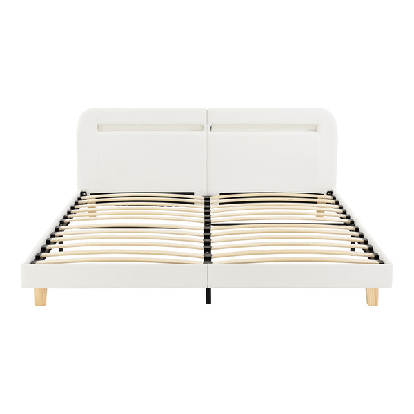 Lit Double Roskilde Rembourré avec Matelas LED RVB MDF plusieurs tailles et couleurs [en.casa] [neu.haus]